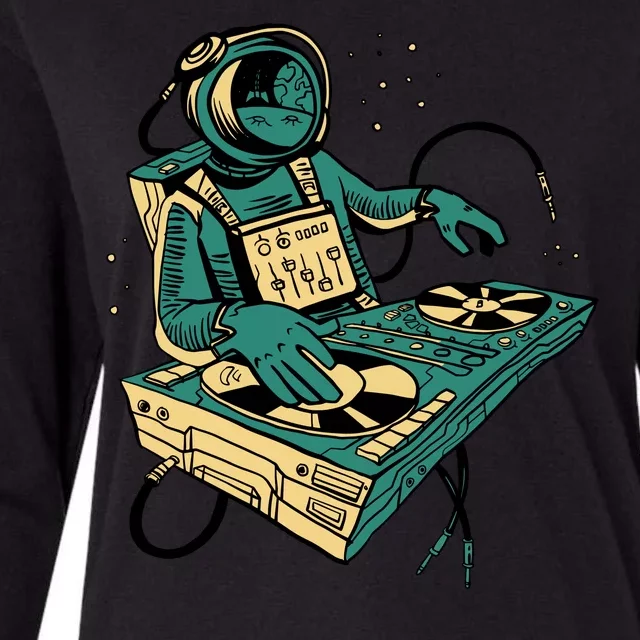 Astronaut Djing Space Womens Cotton Relaxed Long Sleeve T-Shirt