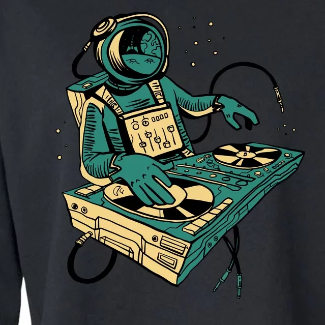 Astronaut Djing Space Cropped Pullover Crew