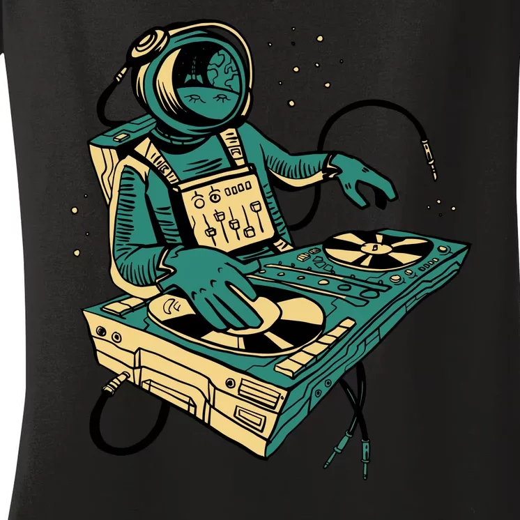 Astronaut Djing Space Women's V-Neck T-Shirt