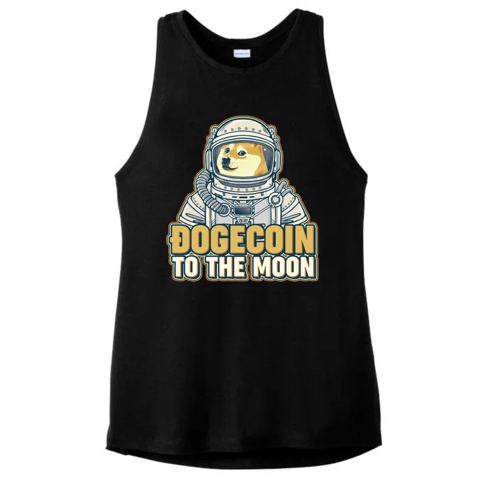 Astronaut Dogecoin To The Moon Crypto Ladies Tri-Blend Wicking Tank