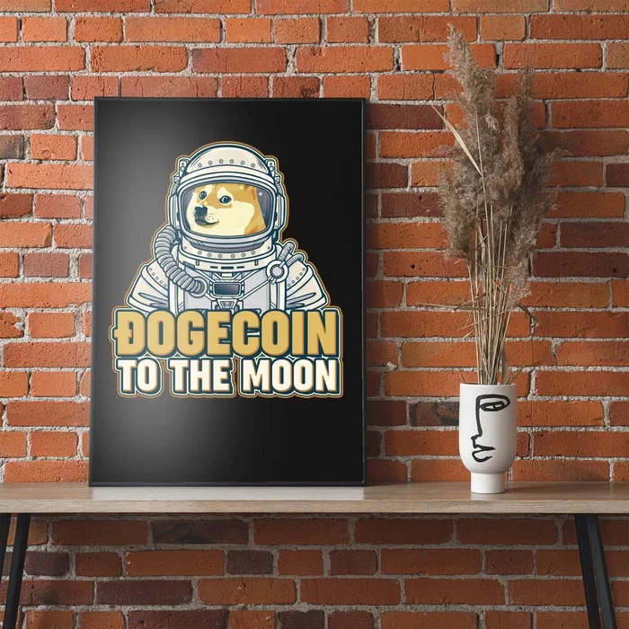 Astronaut Dogecoin To The Moon Crypto Poster