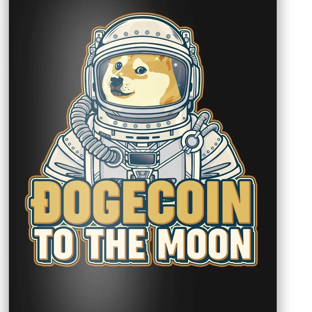 Astronaut Dogecoin To The Moon Crypto Poster