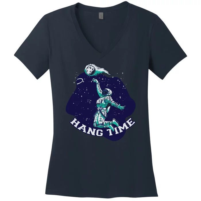 Astronaut Hang Time Basketball Women's V-Neck T-Shirt