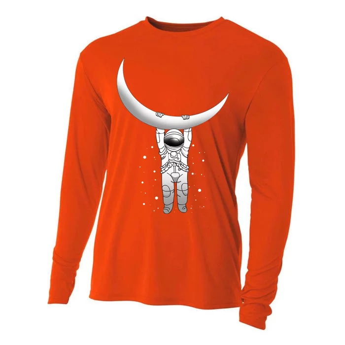 Astronaut Hanging From The Moon Cooling Performance Long Sleeve Crew