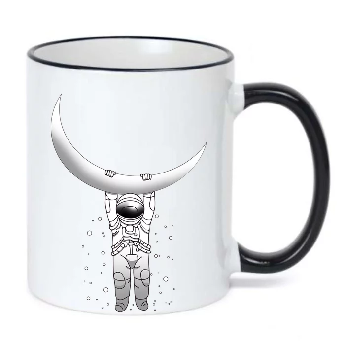 Astronaut Hanging From The Moon Black Color Changing Mug