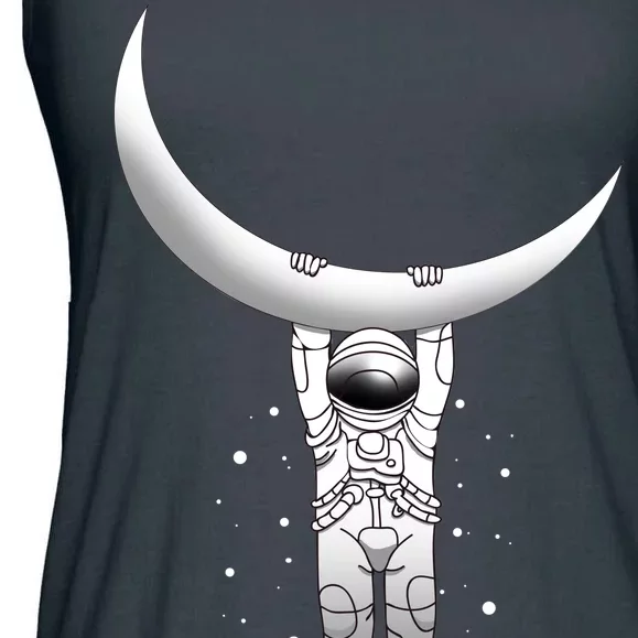 Astronaut Hanging From The Moon Ladies Essential Flowy Tank