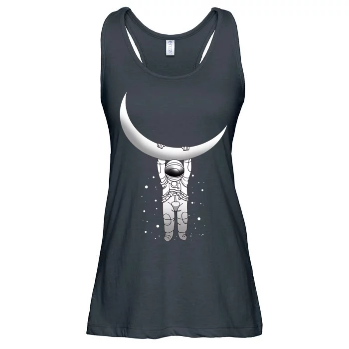 Astronaut Hanging From The Moon Ladies Essential Flowy Tank