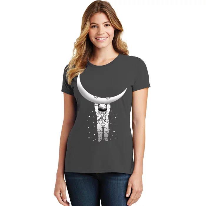 Astronaut Hanging From The Moon Women's T-Shirt