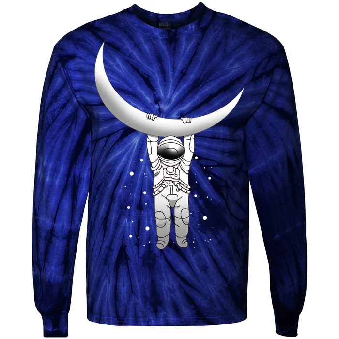 Astronaut Hanging From The Moon Tie-Dye Long Sleeve Shirt