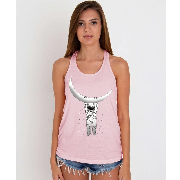 Astronaut Hanging From The Moon Women's Knotted Racerback Tank