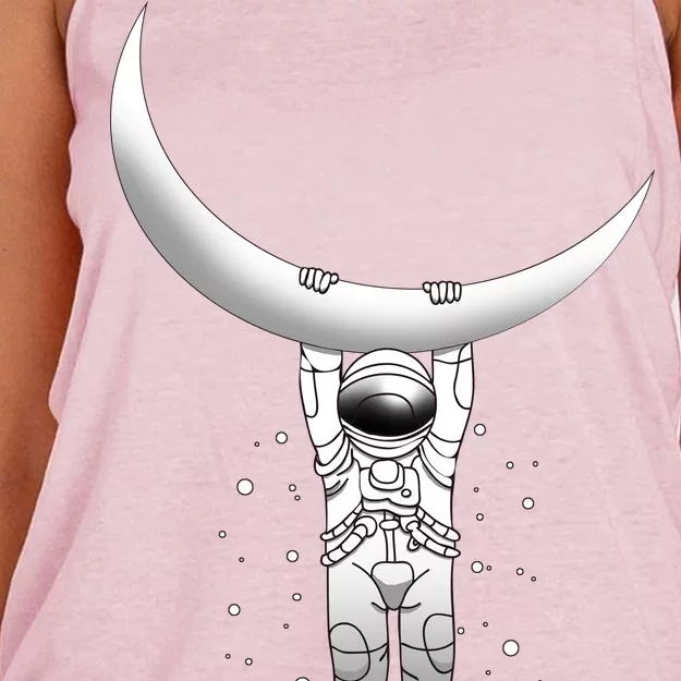 Astronaut Hanging From The Moon Women's Knotted Racerback Tank