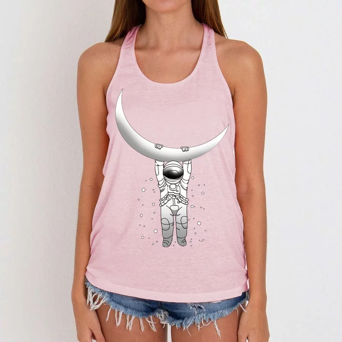 Astronaut Hanging From The Moon Women's Knotted Racerback Tank