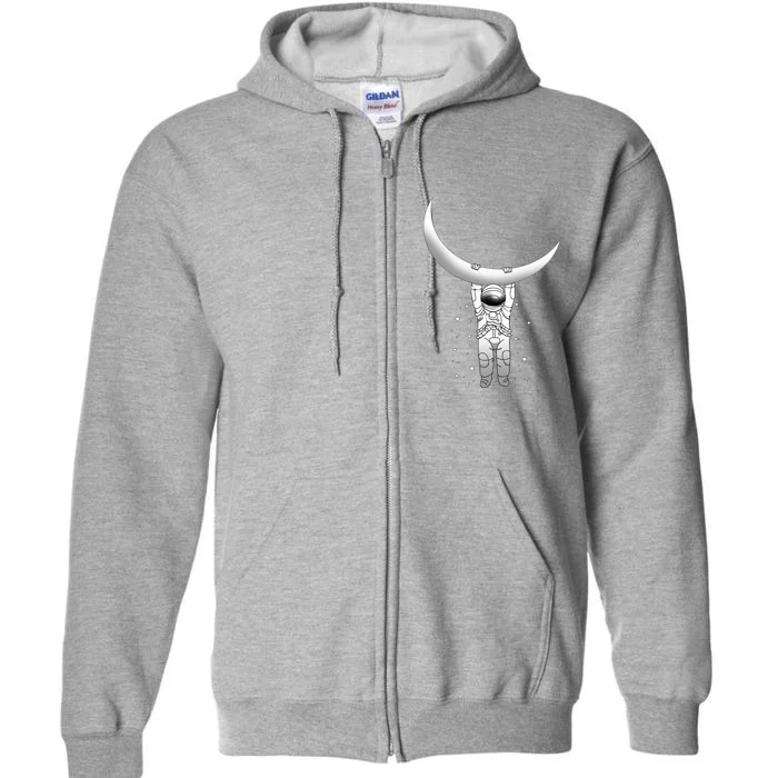 Astronaut Hanging From The Moon Full Zip Hoodie