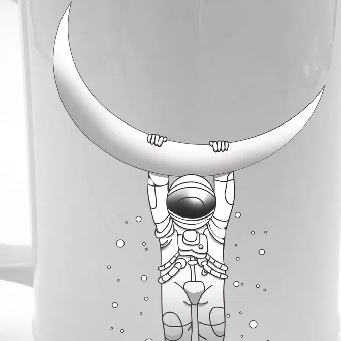 Astronaut Hanging From The Moon Front & Back Beer Stein