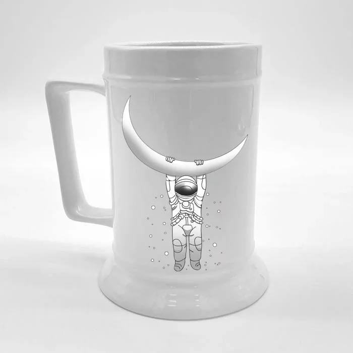 Astronaut Hanging From The Moon Front & Back Beer Stein