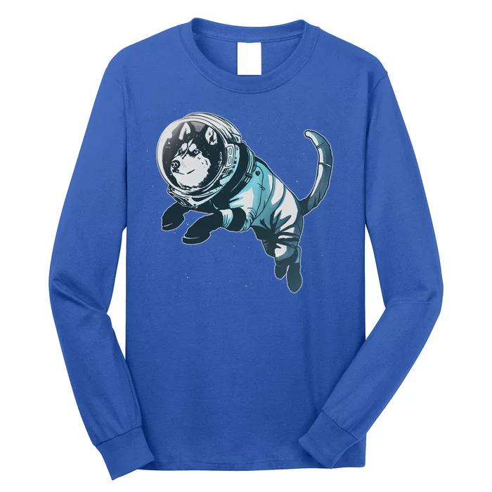 Astronaut Husky Dog Space Long Sleeve Shirt