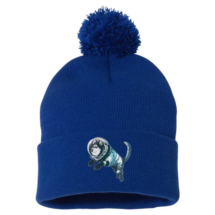 Astronaut Husky Dog Space Pom Pom 12in Knit Beanie