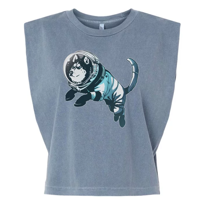 Astronaut Husky Dog Space Garment-Dyed Women's Muscle Tee