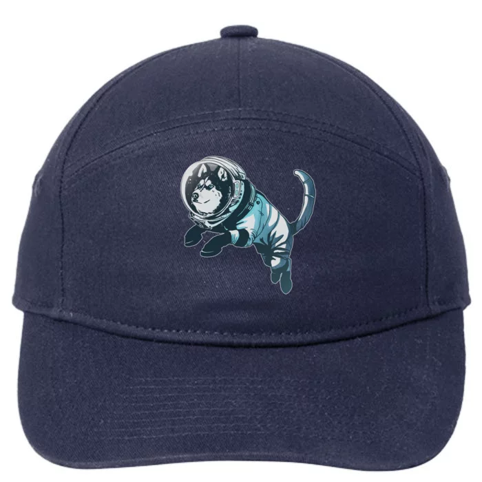 Astronaut Husky Dog Space 7-Panel Snapback Hat