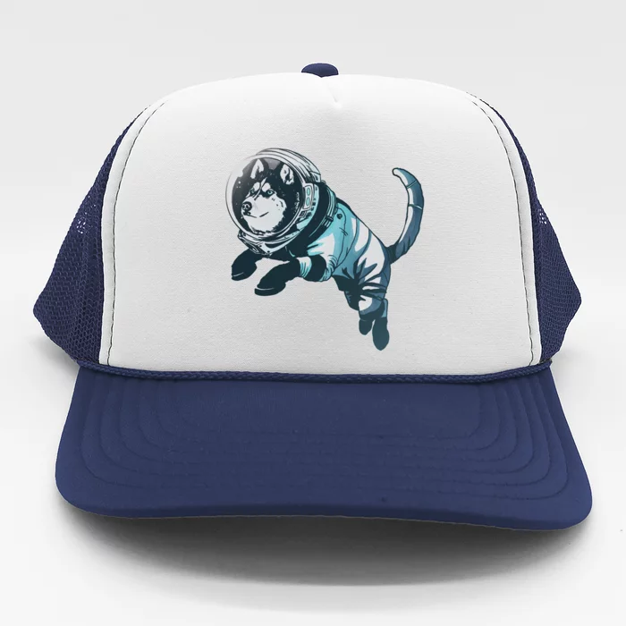 Astronaut Husky Dog Space Trucker Hat