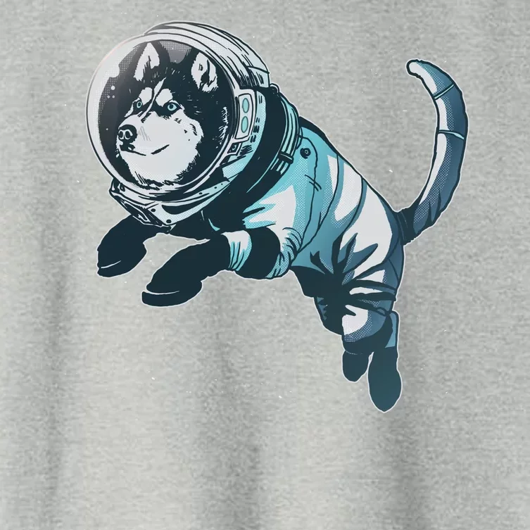 Astronaut Husky Dog Space Women's Crop Top Tee