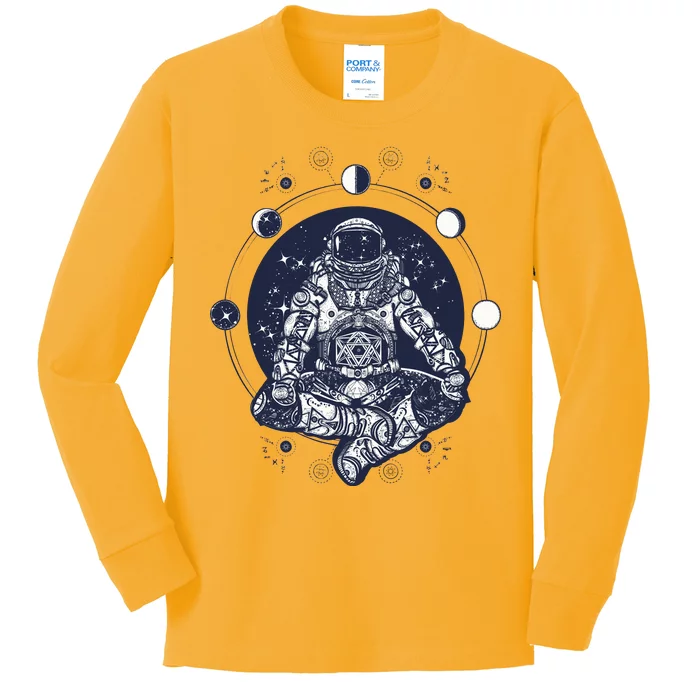 Astronaut in the lotus position Kids Long Sleeve Shirt