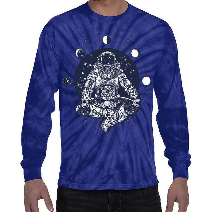 Astronaut in the lotus position Tie-Dye Long Sleeve Shirt