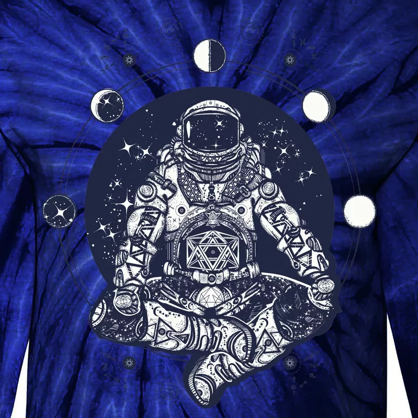 Astronaut in the lotus position Tie-Dye Long Sleeve Shirt