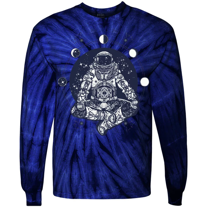 Astronaut in the lotus position Tie-Dye Long Sleeve Shirt