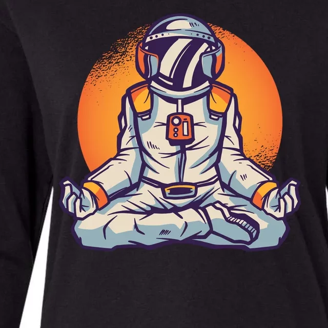 Astronaut Meditating Womens Cotton Relaxed Long Sleeve T-Shirt