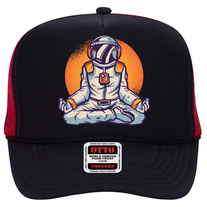 Astronaut Meditating High Crown Mesh Trucker Hat