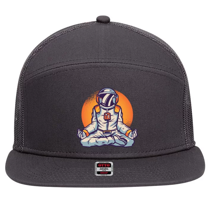 Astronaut Meditating 7 Panel Mesh Trucker Snapback Hat