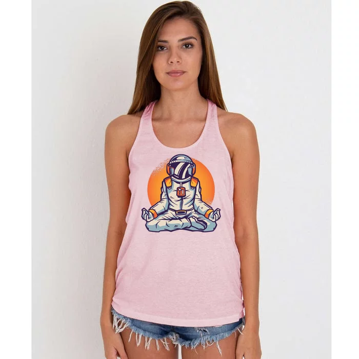 Astronaut Meditating Women's Knotted Racerback Tank