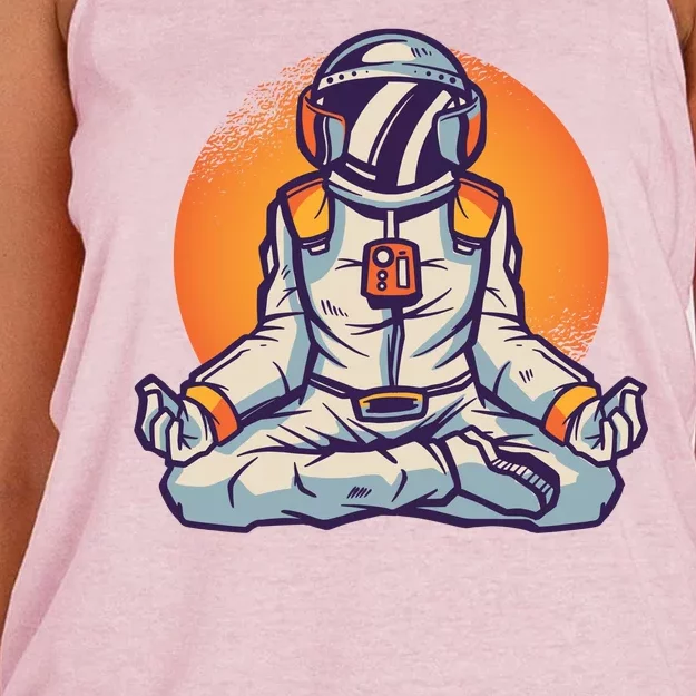 Astronaut Meditating Women's Knotted Racerback Tank