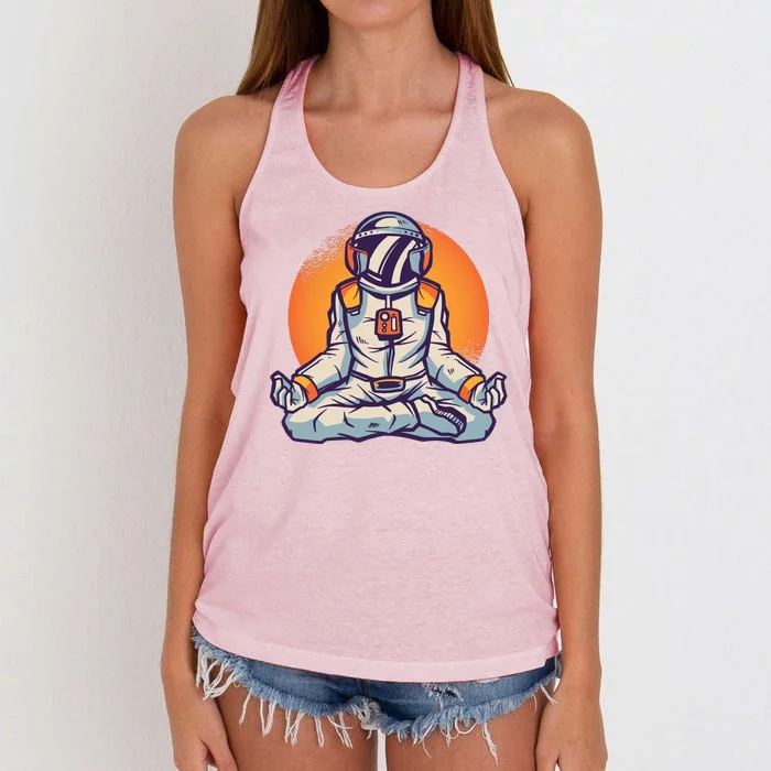 Astronaut Meditating Women's Knotted Racerback Tank