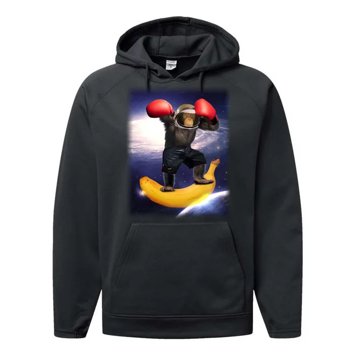 Astronaut Monkey Boxing In Space Performance Fleece Hoodie