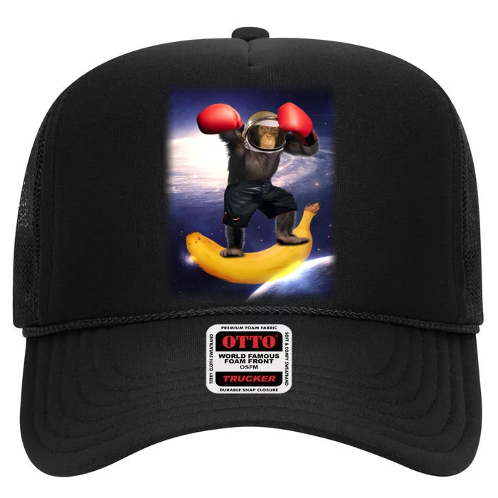 Astronaut Monkey Boxing In Space High Crown Mesh Trucker Hat