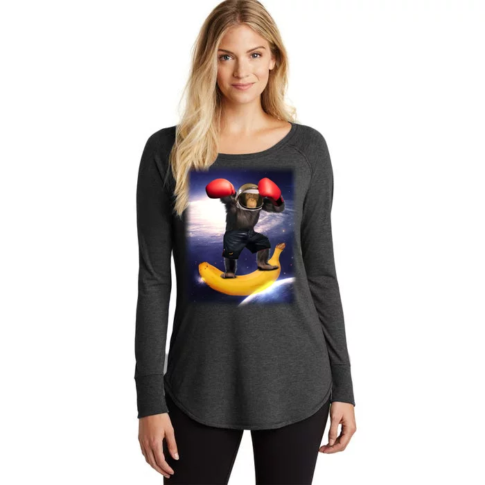 Astronaut Monkey Boxing In Space Women's Perfect Tri Tunic Long Sleeve Shirt