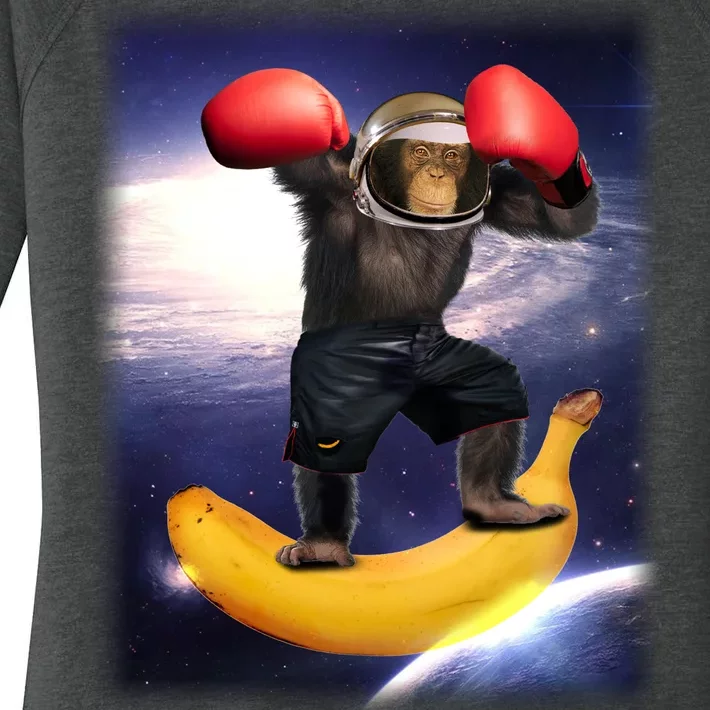 Astronaut Monkey Boxing In Space Women's Perfect Tri Tunic Long Sleeve Shirt