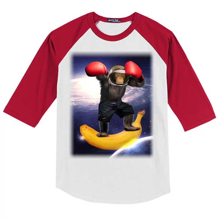 Astronaut Monkey Boxing In Space Kids Colorblock Raglan Jersey