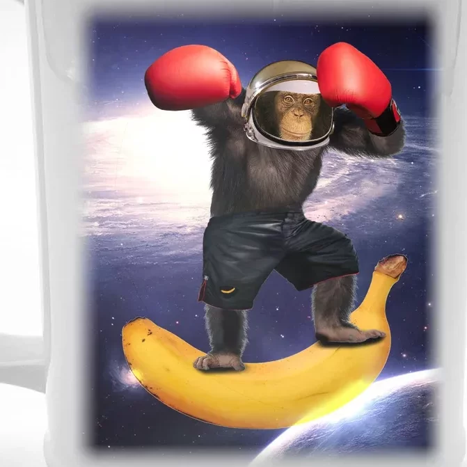 Astronaut Monkey Boxing In Space Front & Back Beer Stein