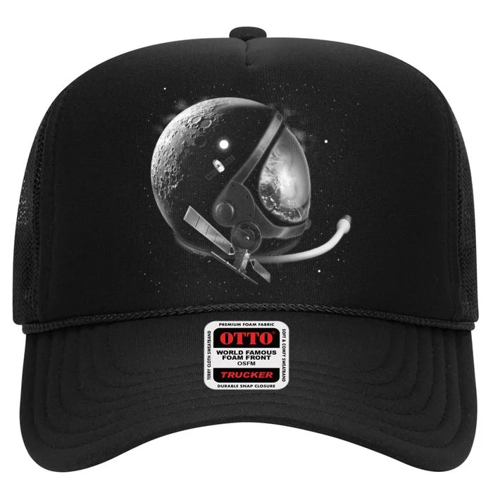 Astronaut Moon Helmet High Crown Mesh Trucker Hat