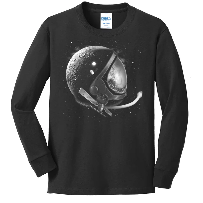 Astronaut Moon Helmet Kids Long Sleeve Shirt