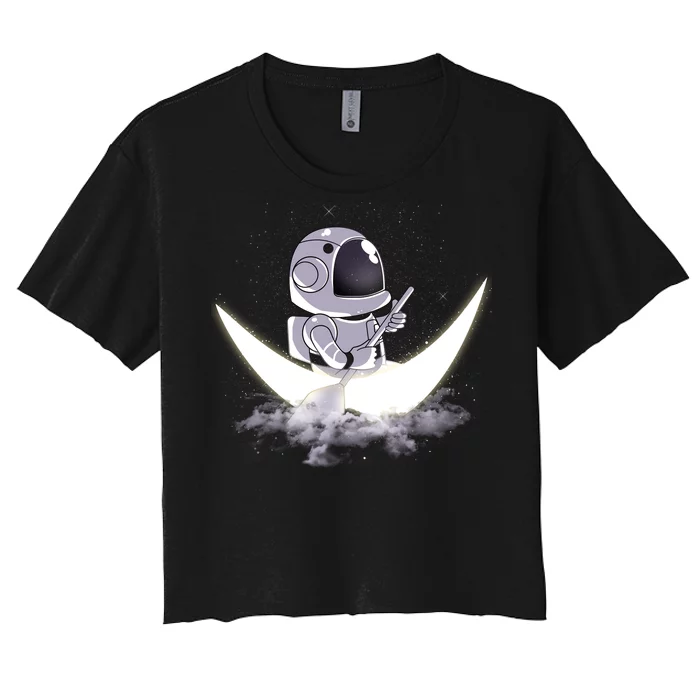 Astronaut Moon Sailing Women's Crop Top Tee