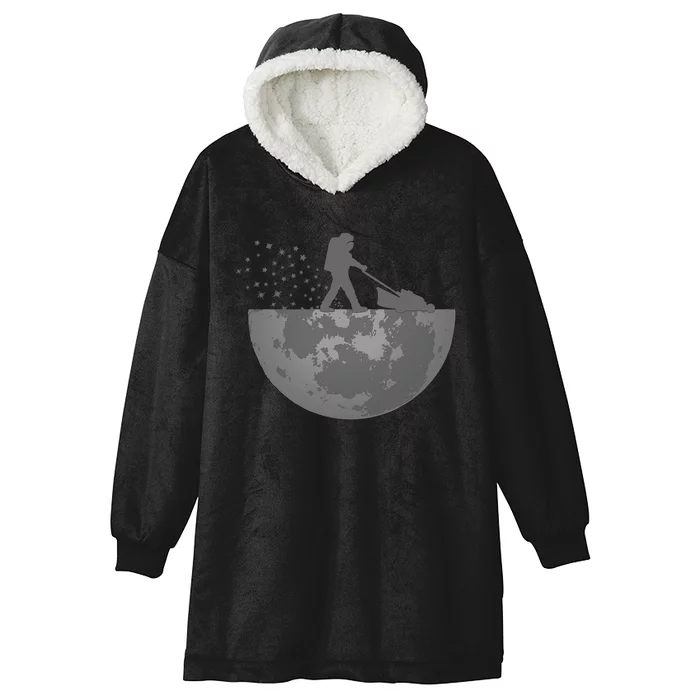 Astronaut Mowing The Lawn On The Moon Hooded Wearable Blanket