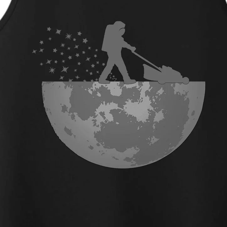 Astronaut Mowing The Lawn On The Moon Performance Tank