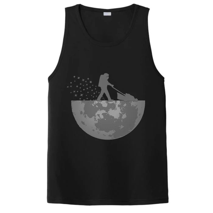 Astronaut Mowing The Lawn On The Moon Performance Tank