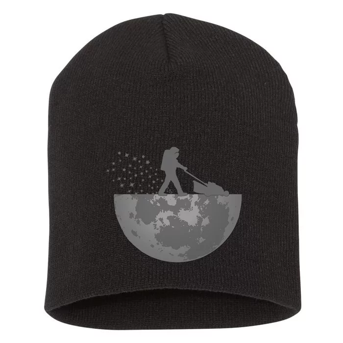 Astronaut Mowing The Lawn On The Moon Short Acrylic Beanie