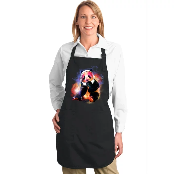 Astronaut Panda Galaxy Splatter Full-Length Apron With Pocket