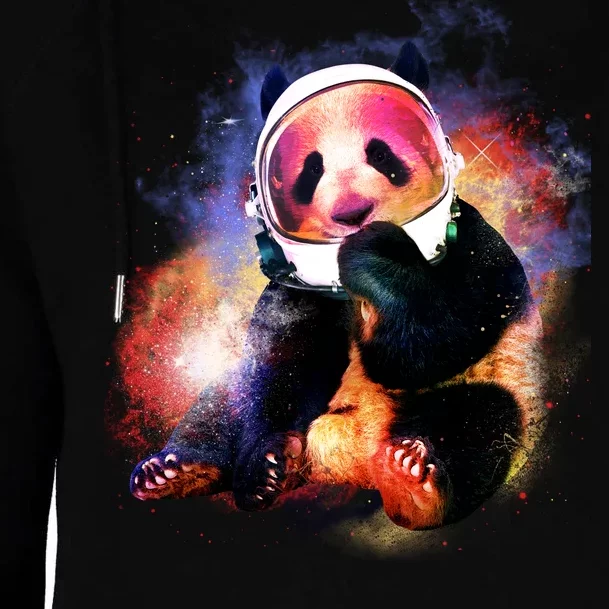 Astronaut Panda Galaxy Splatter Womens Funnel Neck Pullover Hood